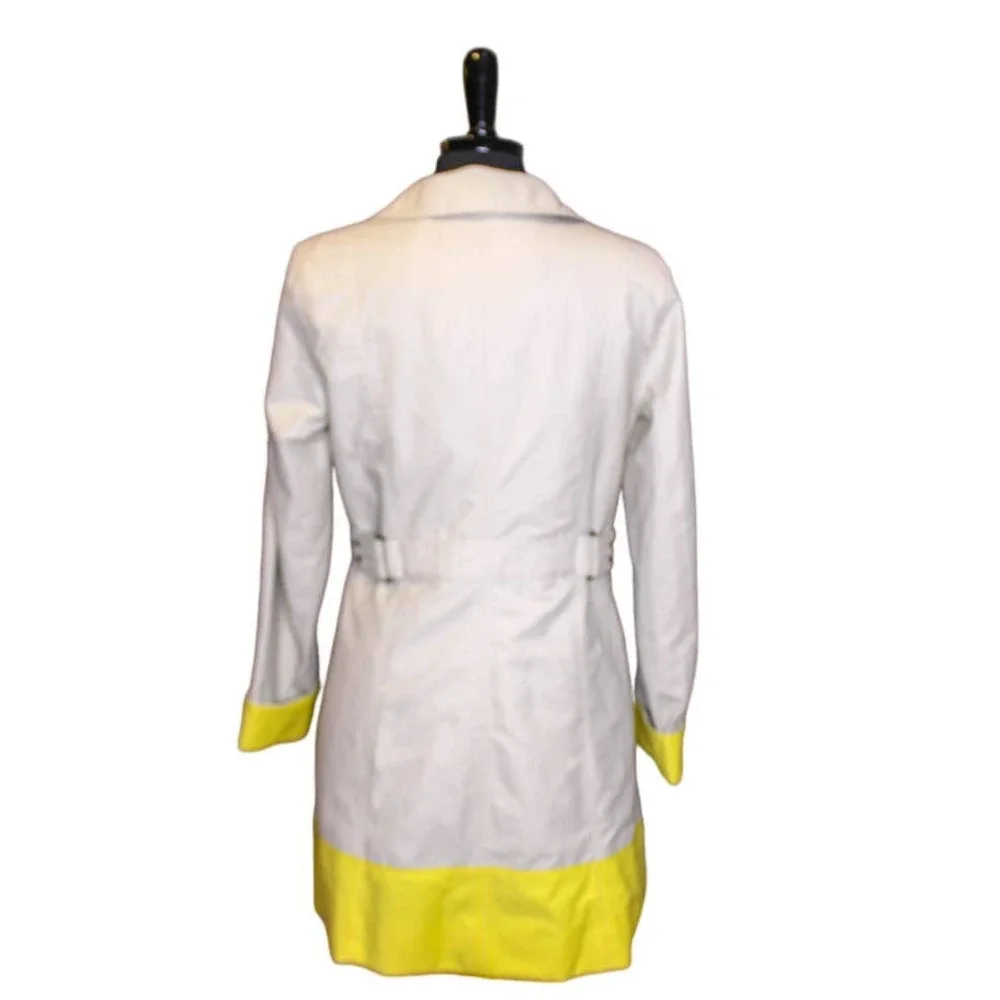 Eddie Bauer Mid Length Trench Coat Beige Yellow Short Trench Button Up S…